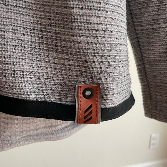 Men's Adidas AdiPure Grey Waffle Fleece Quarter-zip Sweater, Size L - Picture 2 of 6